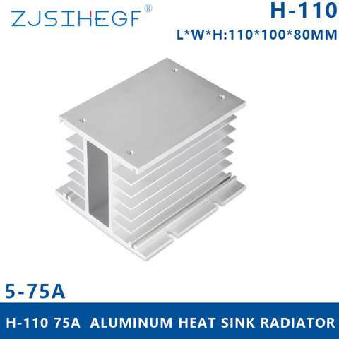 H-110  L*W*H:110*80*80mm Solid State Relay SSR radiator Heat Dissipator 75A  Three Phase SSR Heat sink with fans ► Photo 1/6