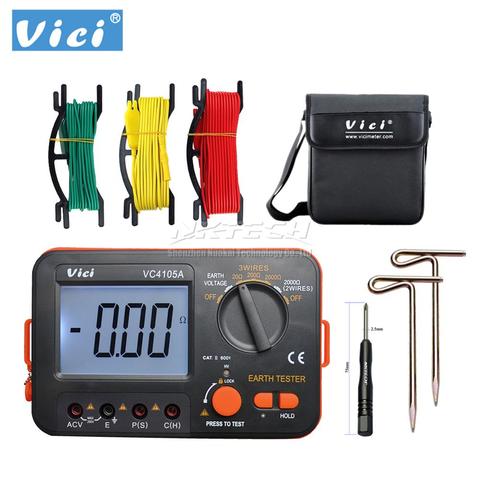 VICI VC4105A Digital Earth Ground Resistance Tester LCD Multimeter Diagnostic-tool 2000ohm OHM AC Voltage 200V Meter Backlight ► Photo 1/6