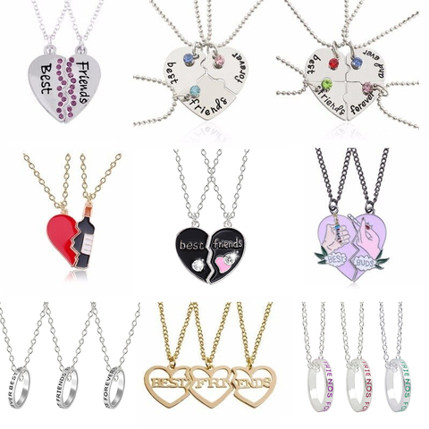 2017 Hot Selling Best Friend Fashion Bohemian BFF Pendant Necklace 3 Pieces/Set Charm Heart Necklace Rhinestone Necklace ► Photo 1/6