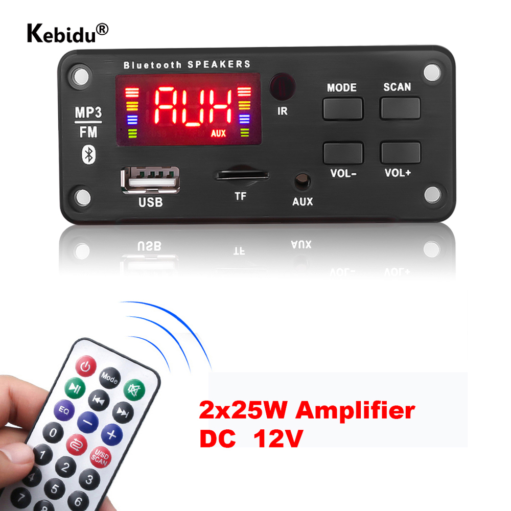 12V Bluetooth WAV MP3 WMA Decoder Board Audio Modul SD TF Slot USB FM AUX Remote