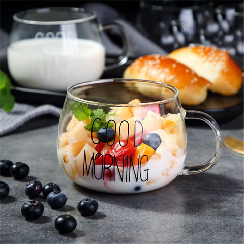 Coffee Glass Mug Black White Letter Milk Tea Coffee Cup Cocktail Glass Crystal Transparent Mugs Handle Drinkware Couple Gifts ► Photo 1/6