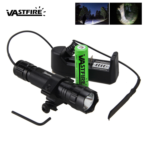 Tactical 501B 5000lm XM-L T6 Led Weapon Gun Light White Hunting Flashlight+Rifle Scope Airsoft Mount+Remote Switch+18650+Charger ► Photo 1/6