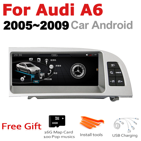 Car Radio 2 din GPS Android Navigation For Audi A6 4F 2005~2009 MMI AUX Stereo multimedia touch screen original style radio ► Photo 1/1
