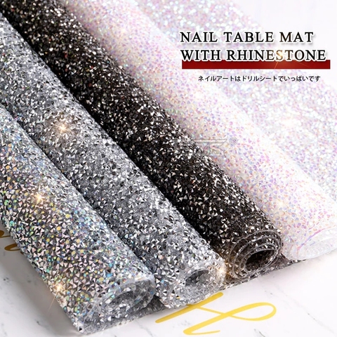 TSZS 1pcs/lot 2022 New Design Diamond Nail Table Mat With Rhinestone Washable Nail Art Tool Manicure Holder Pads ► Photo 1/6