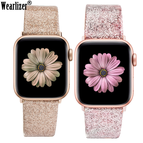 Leather Band for Apple Watch 38mm 40mm Women Bling Diamond 42mm 44mm Genuine Shiny Glitter Strap for iWatch Series 5 4 3 2 1 ► Photo 1/6