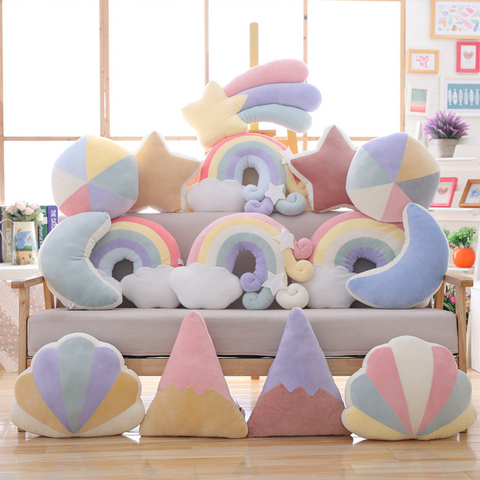 New Cute Sky Series Plush Toys Baby Sleeping Pillow Stuffed Moon Soft Shooting Star Rainbow Shell Cushion Room Decoration Gifts ► Photo 1/6