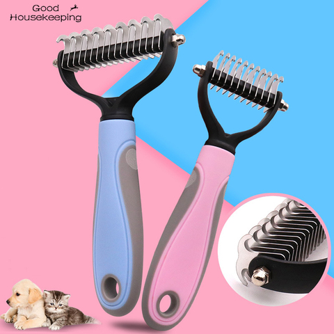 Pets Fur Knot Cutter Dog Grooming Shedding Tools Pet Cat Hair Removal Comb Brush Double sided Pet Products Suppliers ► Photo 1/6