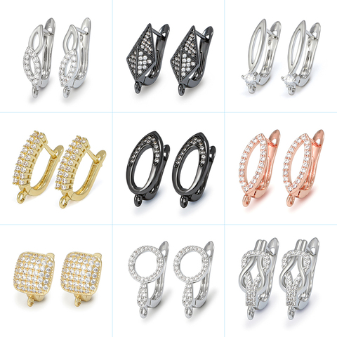 2022 New DIY Earrings Clasps Hooks for Woman Handmade Jewelry Making Accessories  Gold Color  Brass Zircon Earrings Hook ► Photo 1/6