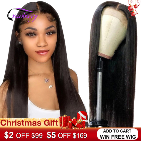 Cranberry Hair Brazilian Straight Closure Wig Human Hair Wigs For Black Women 4x4 Closure Wig Part Lace Wig Pre Plucked Hairline ► Photo 1/6