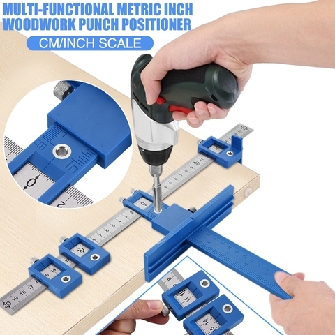 Furniture Adjustable Drilling Dowelling Hole Saw Locator Woodworking Joinery Hand Tool Multi-function Drill Punch Locator ► Photo 1/6