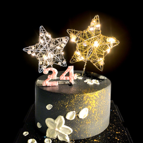 1 pc 3D Iron Artwork Cake Flat Iron Pearl heart/Star/Moon Happy Birthday Party Cake Baking Dessert Decoration wedding decor ► Photo 1/6