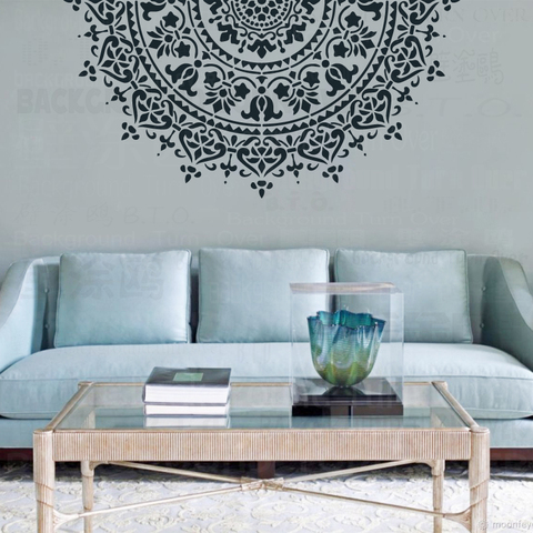 110cm 70cm Stencil Stencils For Walls Large Paint Big Template Reusable  Flooring Tile Mandala Indian Arabic Ethnic Round S052 - Price history &  Review