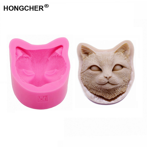 New animal cat head fudge silicone mold, cake mold, kitchen cooking baking mold. DIY handmade chocolate mud mold. ► Photo 1/6