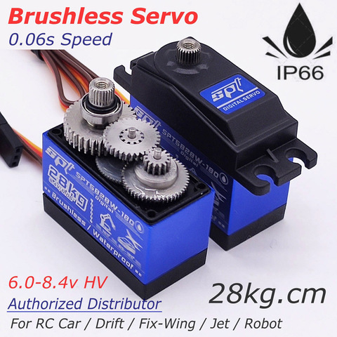 SPT5828W-180 28kg 8.4v 0.06s Waterproof High Speed Voltage Digital Standard Brushless Servo Metal Gears Drift Fix-Wing Jet Robot ► Photo 1/5