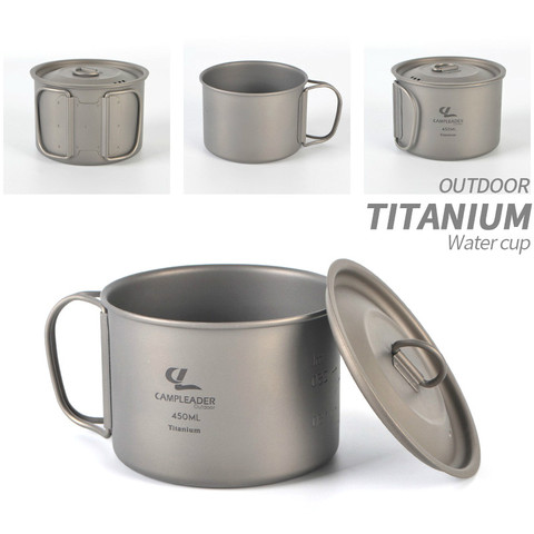 Outdoor Titanium Cup Mug Pots Tableware Camping Cup Picnic Water Cup Mug of Coffee Tea with Lid 450/600ml mountain Boiled noodle ► Photo 1/6