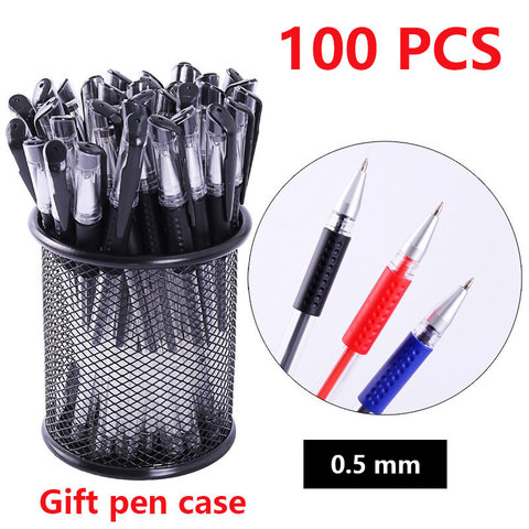 100 PCS/LOT Gel Pen Set 0.5mm Blue ballpoint pen Gel Pens&Refill Stationery Office & School Pen Supplies Gift pencil case ► Photo 1/6