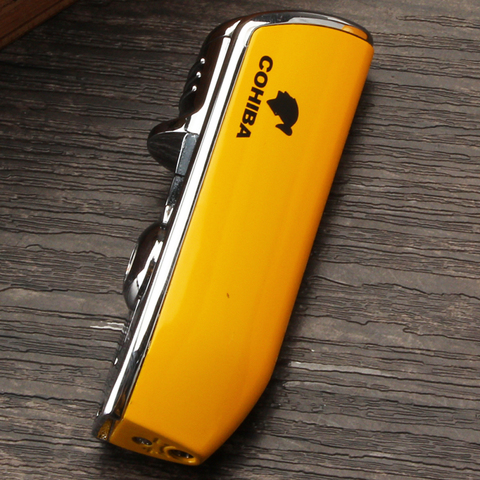 COHIBA Lighter Torch Butane Cigar Lighter Windproof Metal 3 Jet Lighters Smoking Igniter Cigar Punch Cutter ► Photo 1/6