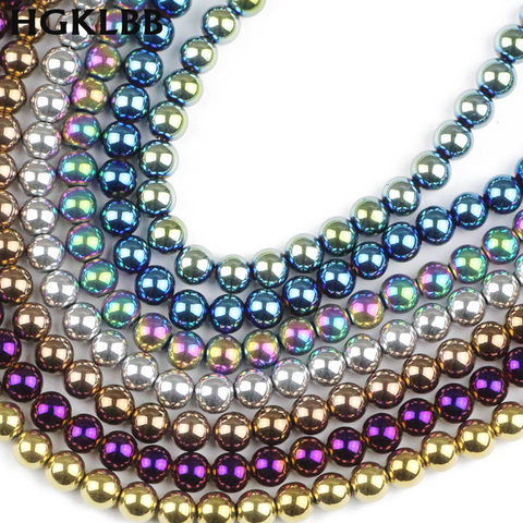 HGKLBB Round Hematite beads Natural Stone 2/3/4/6/8/10mm gold Plating color Loose beads Jewelry bracelets Making DIY Accessories ► Photo 1/6