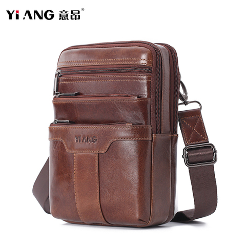 Genuine Leather Male Shoulder Messenger Bags Cross Body Vintage Cowhide Multi Compartment Men's Business Handbags Designer Brand ► Photo 1/6