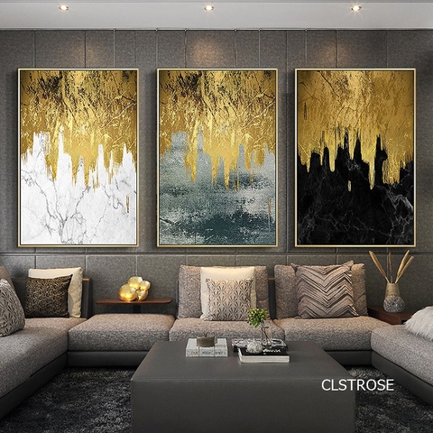 Abstract Spectacular Golden Landscape Nordic Modern Style Posters Art Canvas Pictures For Living Room Decor Painting Unframed ► Photo 1/6