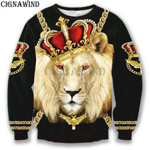 Fashion hoodie men/women King Chain Crown Lion 3D print hoodies sweatshirts casual Harajuku style streetwear tops ► Photo 1/3