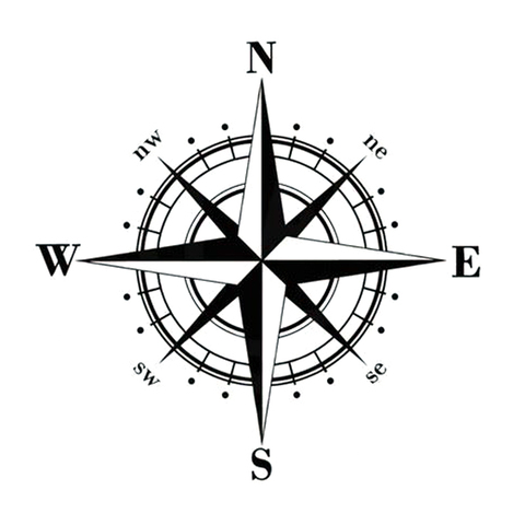 Car Sticker Fashion Art Design PVC NSWE Compass Car Decoration Sticker Decal Waterproof Cover Scratch Black/white, 15cm*15cm ► Photo 1/5