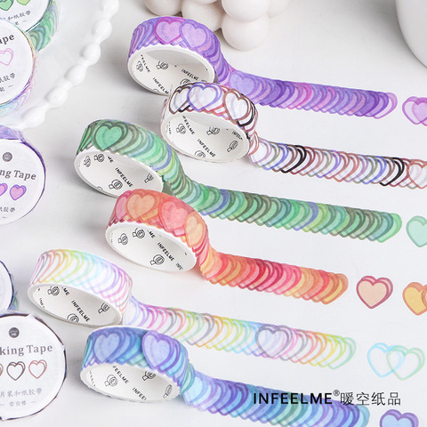100pcs/roll Loving Heart Washi Tape Decorative Masking Morandi Color Scrapbooking Diary Paper Stickers ► Photo 1/5