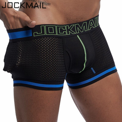 JOCKMAIL Brand Underwear Men Boxer Mesh U Pouch Sexy Underpants Cueca Boxer Men Cotton Pants men sleep bottoms Gay Male Panties ► Photo 1/6