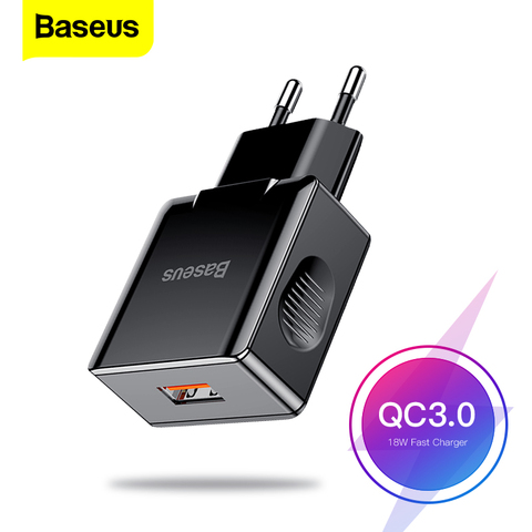 Baseus Quick Charge 3.0 USB Charger 18W QC3.0 QC Turbo Fast Charger For iPhone Samsung Xiaomi Huawei Wall Mobile Phone Charger ► Photo 1/6