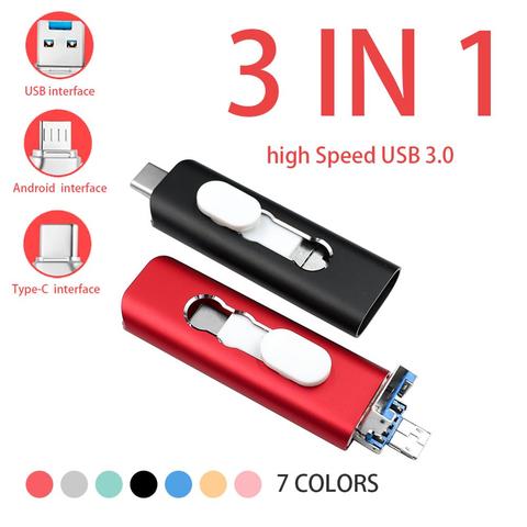 usb type c flash drive pendrive 3.0 otg pen drive usb stick for Android Type-c usb key 16gb 32gb 64gb 128gb 256gb usb memory ► Photo 1/6