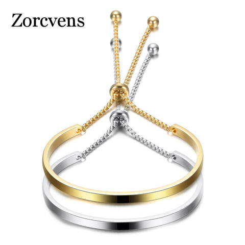 ZORCVENS 2022 New Fashion Gold Stainless Steel Bangle Bracelets For Women Adjustable High Polished Bracelet Wholesale ► Photo 1/6