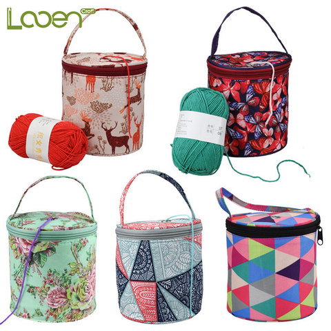 Looen Small Yarn Crochet Bag Empty Round Yarn Tote Organizer Knitting Needles DIY Craft Sewing Tools Accessories For Mom ► Photo 1/6