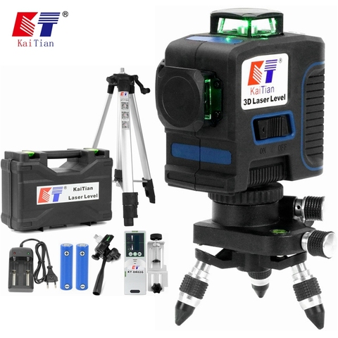 Kaitian Laser Levels Tripod Green 12 Lines Self-Leveling Vertical Horizontal Powerful 360 Bracket 532nm 3D Nivel Lasers Receiver ► Photo 1/6