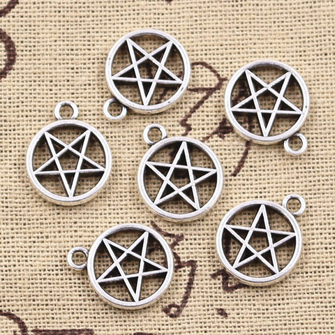 10pcs Charms Star Pentagram 17x14mm Antique Silver Color Plated Pendants Making DIY Handmade Tibetan Finding Jewelry ► Photo 1/2