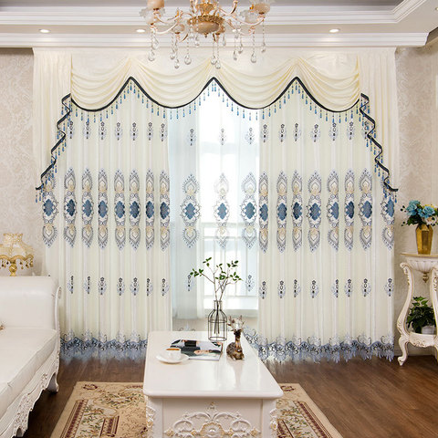 New European Style Curtains for Living Dining Room Bedroom High-end Embroidery Curtain Thick Fabric valance Curtain Tulle Custom ► Photo 1/5
