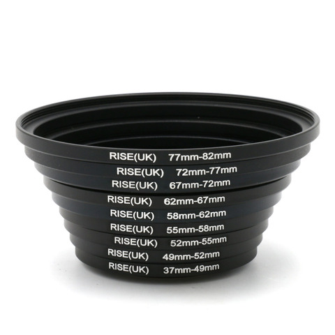 9pcs 37-82mm Lens Step Up Filter Ring Adapter Set 37 49 52 55 58 62 67 72 77 82 mm Kit ► Photo 1/4