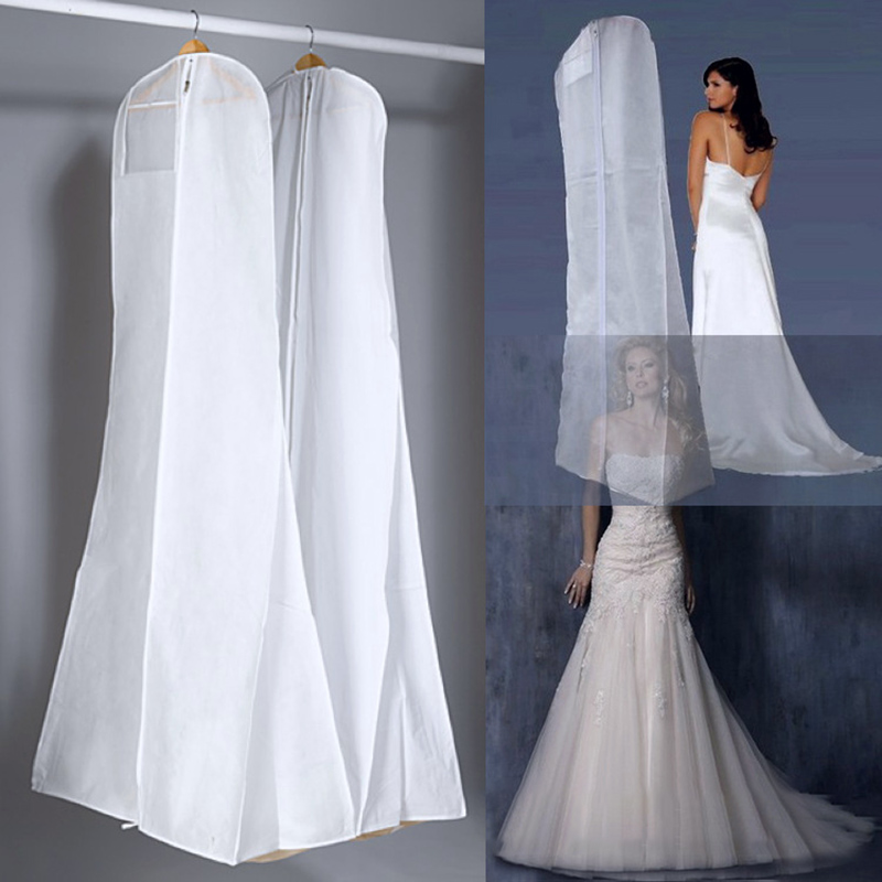 White Wedding Dress Garment Protector Dust-proof Covers Bride Gown Storage Bags
