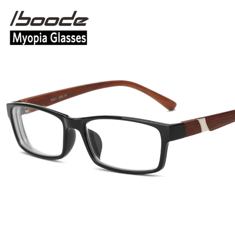 iboode Wood Grain Myopia Glasses For Men and Women Myopic Spectacles PC Lens Finished Near Sight Eyewear Diopter -1.00 To -4.50 ► Photo 1/6