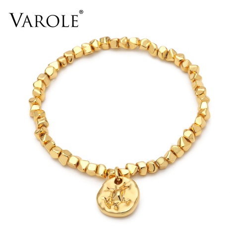 VAROLE Crushed Golden Block Bracelet Femme Gold Color Bracelets For Women Fashion Jewelry Friends Gifts ► Photo 1/6