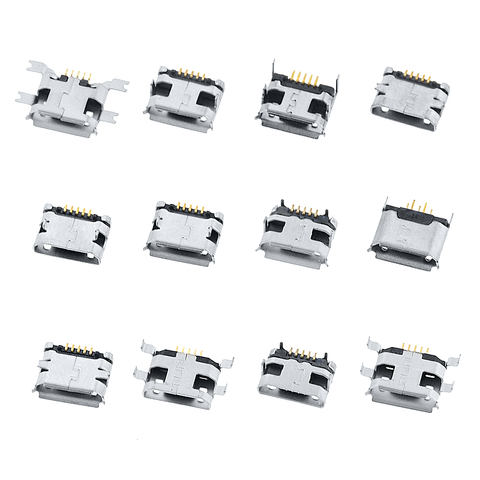 60PCS 5 Pin SMT Socket Connector Micro USB Type B Female Placement 12 Models SMD DIP Socket Connector ► Photo 1/6