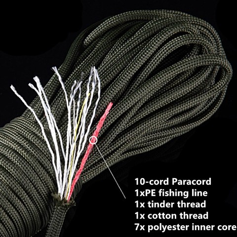 Noble Eagle 25FT 7.5M 550 10-core paracord 4mm outdoor Camping Survival tool PE fire rope fishing cotton line Parachute Hiking ► Photo 1/6