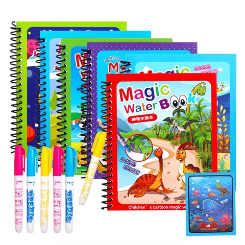 Montessori Magic Water Drawing Book Coloring Toy Doodle Magical Pen Painting Board For Kids Toys Birthday Gift DS29 ► Photo 1/6