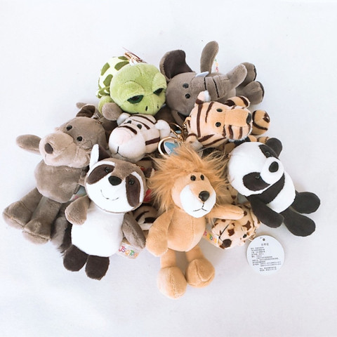 15cm Jungle forest Animal orangutans  trinket plush lion key chain turtle elephant tiger leopard panda Wolf backpack accessories ► Photo 1/1