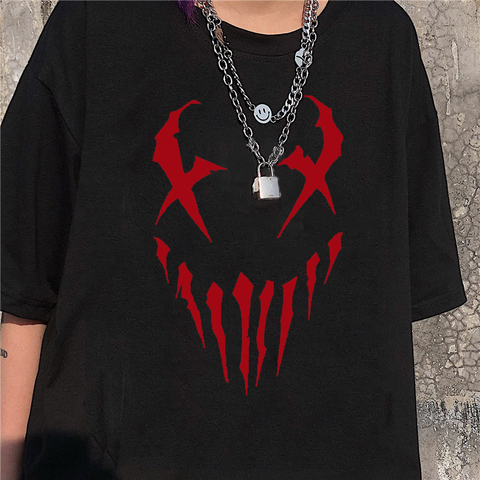 Harajuku Loose Short-Sleeve Black Tops Tee Grunge Summer Gothic Punk Style Plus Size Women T-Shirts Dropshipping Vintage Clothes ► Photo 1/6