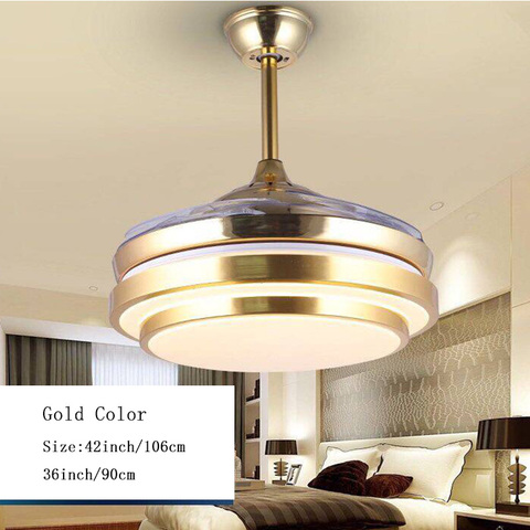 Gold Silver Led Lumiere Dining Room, Modern Ceiling Fan With Light For Dining Room
