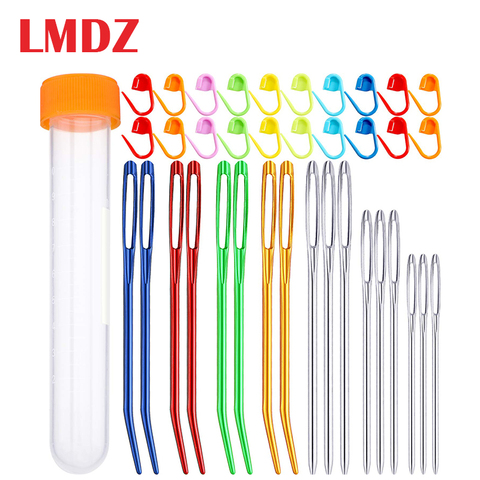 LMDZ 38Pcs Knitting Needles Set Includes 8Pcs Colorful Bent Tip Tapestry Needles 9Pcs Large-Eye Blunt Needles and 20 Pcs Markers ► Photo 1/6