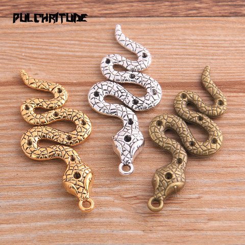  3PCS 22*49mm Metal Alloy 2022 New Three Color Snake Charms Animal Pendants For Jewelry Making DIY Handmade Craft ► Photo 1/6