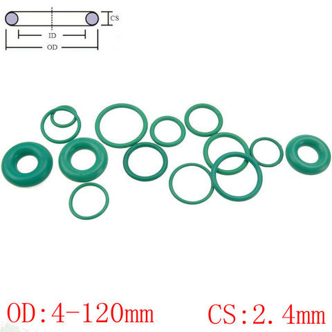 Green  FKM Fluorine Rubber O Ring O-Ring Oil Sealing Gasket CS 2.4mm OD 4-120mm ► Photo 1/5