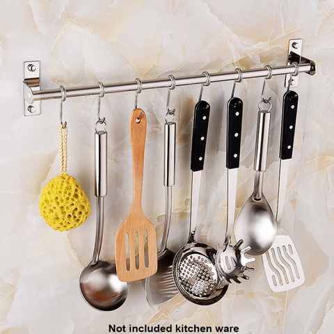 1Pc Stainless Steel Kitchen Storage Rack Wall Mounted Pan Pot Racks Kitchen Utensils Hanger Organizer Home Storage Hooks ► Photo 1/6