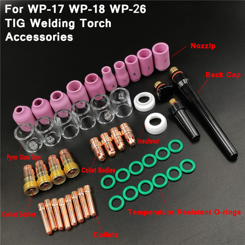 Durable Practical TIG Welding Torch Gun Accessories Stubby Gas Lens Tig 10 Pyrex Glass Cup Collet Nozzles Set For WP17 WP18 WP26 ► Photo 1/6